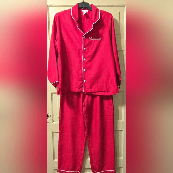 Pottery Barn Kid's Adult Solid Red Pajama Monogrammed "MOMMY" Set - Picture 1 of 8